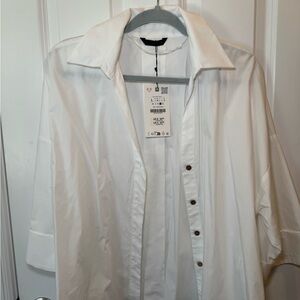 Zara White Button Down Shirt